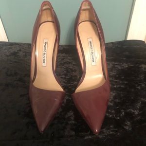 Maroon Manolo Blahnik heels.  EUC. Size 8 1/2.